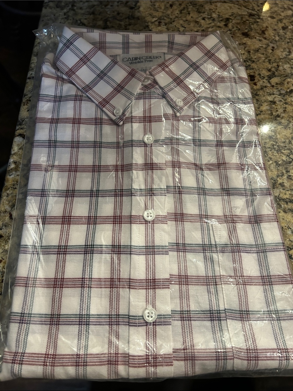 NWT Cabin Creek Sz 16 White Button-Down Shirt with Red and Navy Plaid